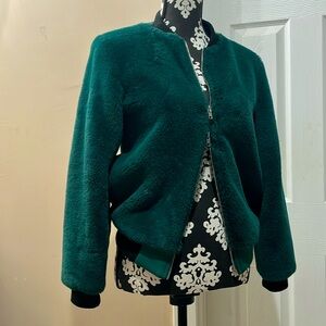 Emerald Faux Fur Bomber Jacket